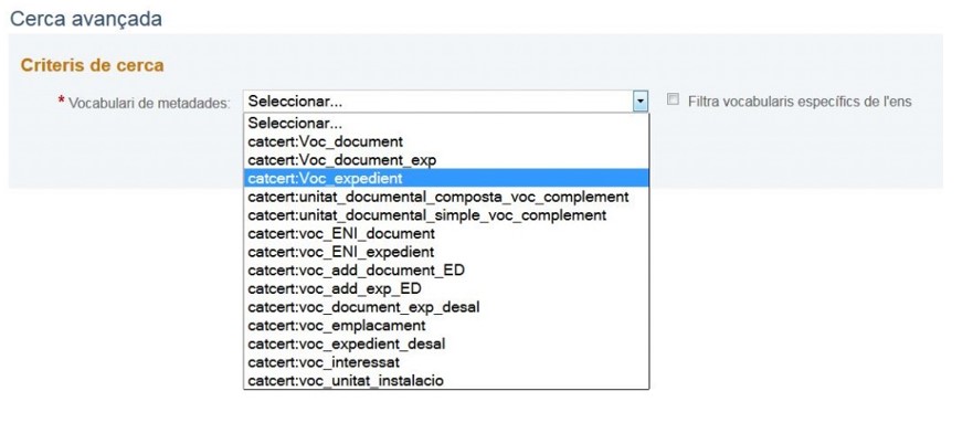 vocabulari de metadades de cerca avançada