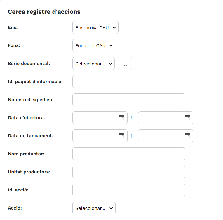 Camps cerca registre d'accions