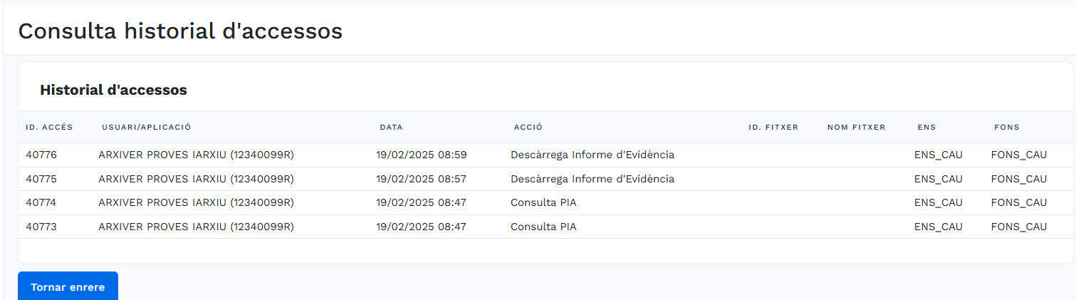 Consulta historial d'accessos