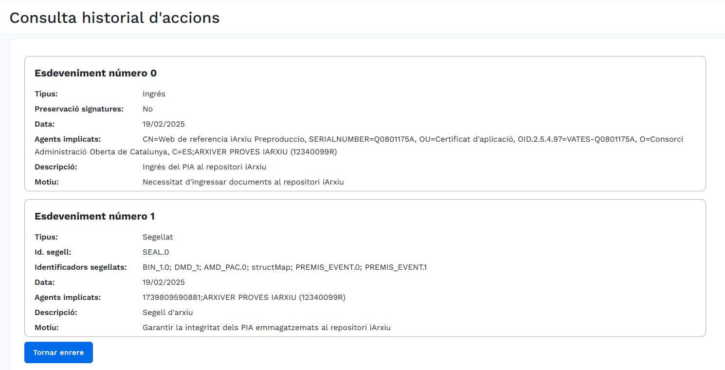 Consulta historial d'accions