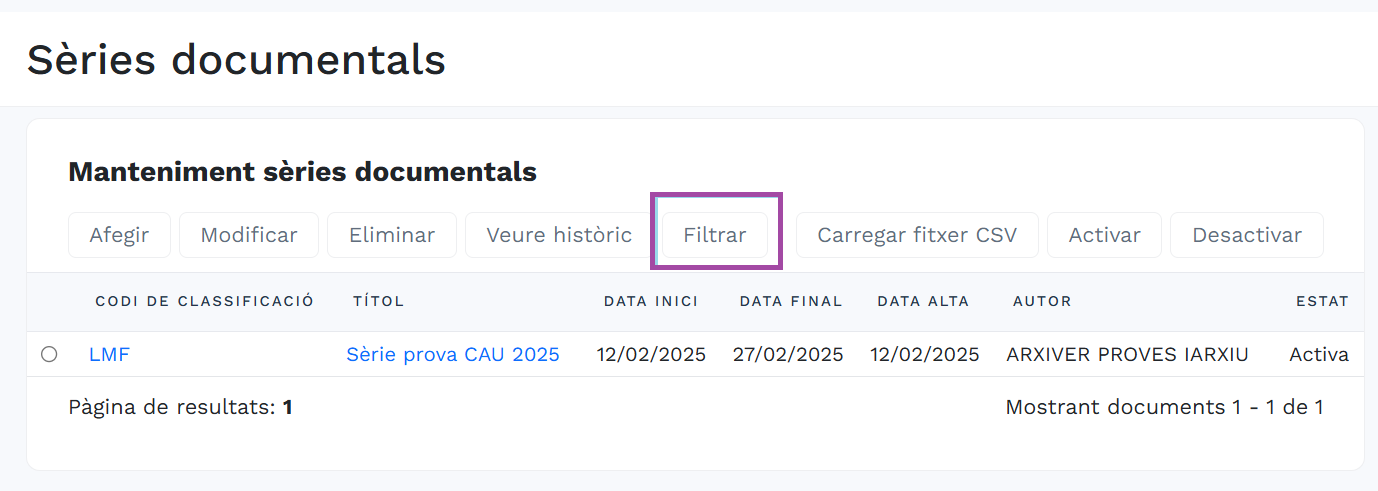 Filtrar serie documental