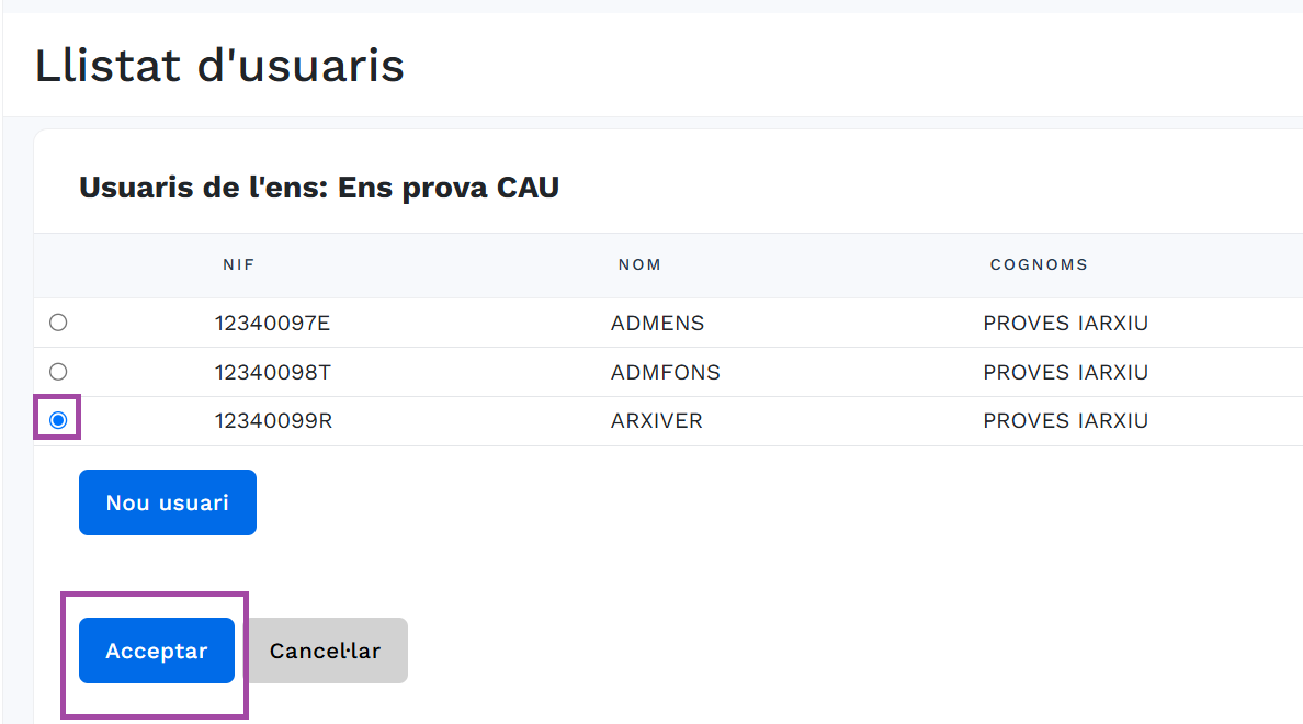 Select user to add